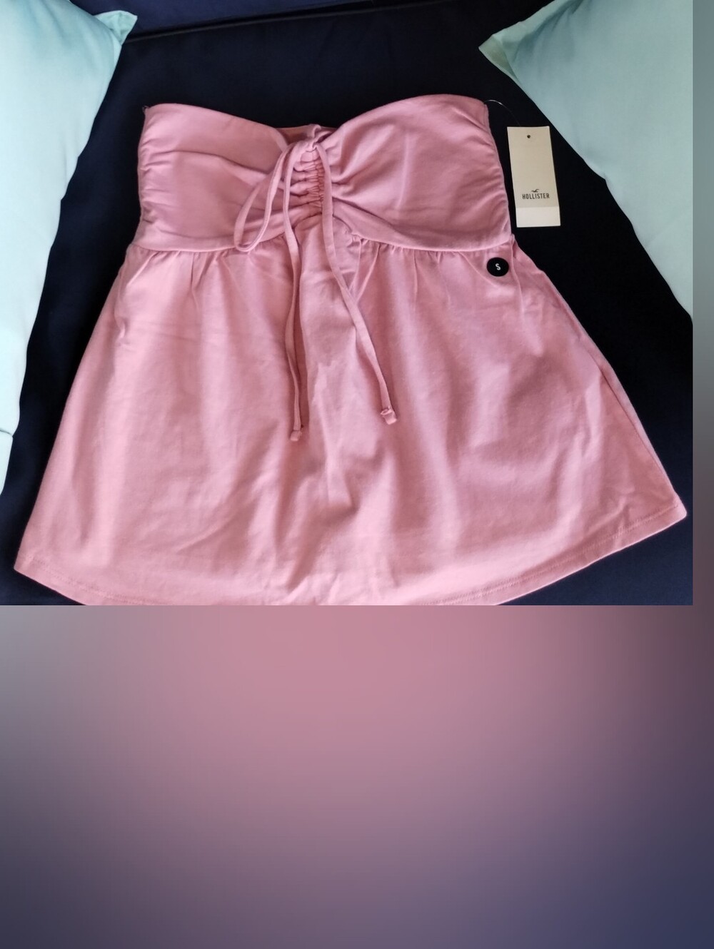 New With Tags! Small Hollister Pink Strapless Ruched Babydoll Top